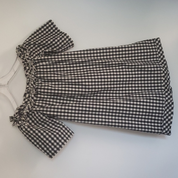 Vineyard Vines black and white plaid ruffle off shoulders tunic mini dress XXS - Picture 4 of 6